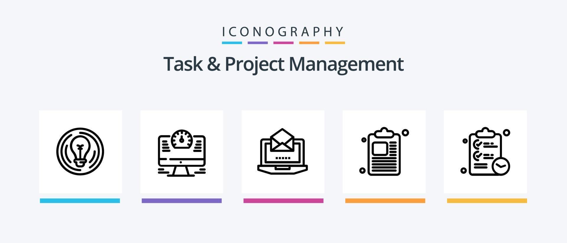 Task And Project Management Line 5 Icon Pack Including projector. graph. compass. chart. tourist. Creative Icons Design vector