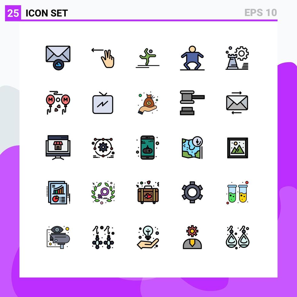 Set of 25 Modern UI Icons Symbols Signs for config chess performing business kid Editable Vector Design Elements