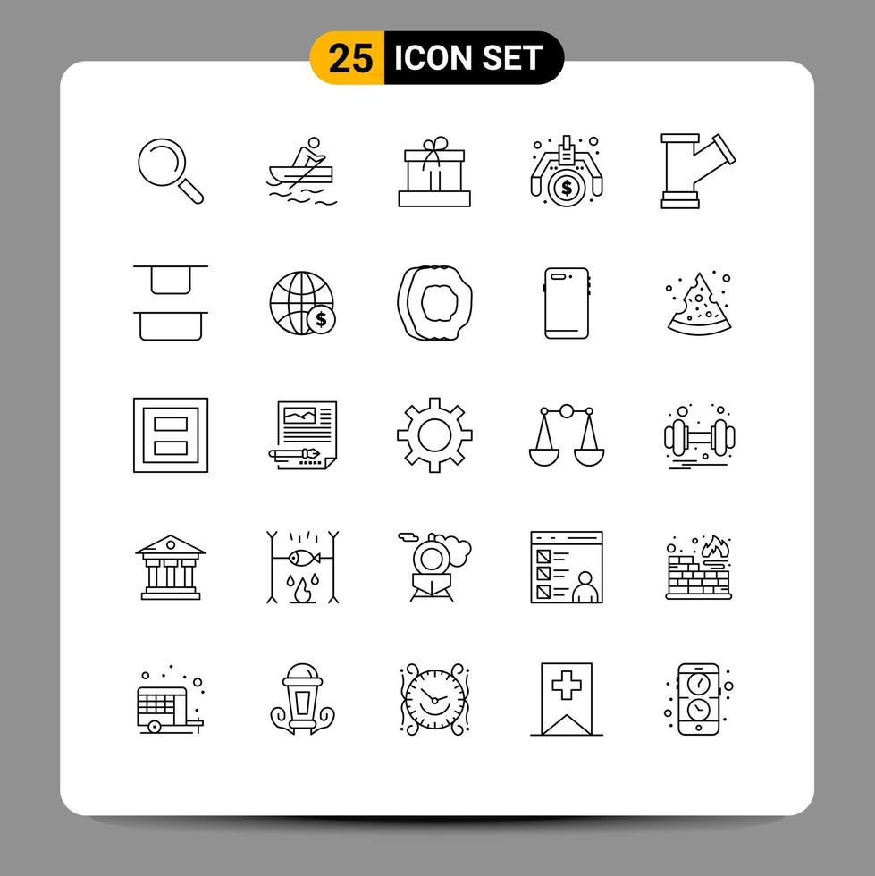 25 Universal Line Signs Symbols of tools pipe box idea making Editable Vector Design Elements