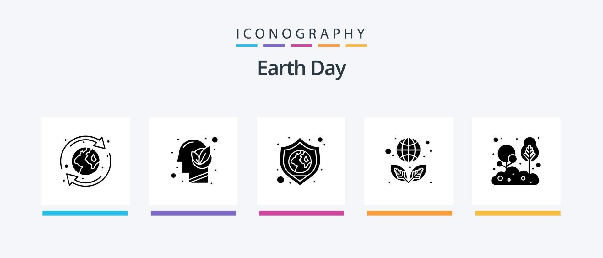 Earth Day Glyph 5 Icon Pack Including natural. eco. security. green. ecology. Creative Icons Design vector