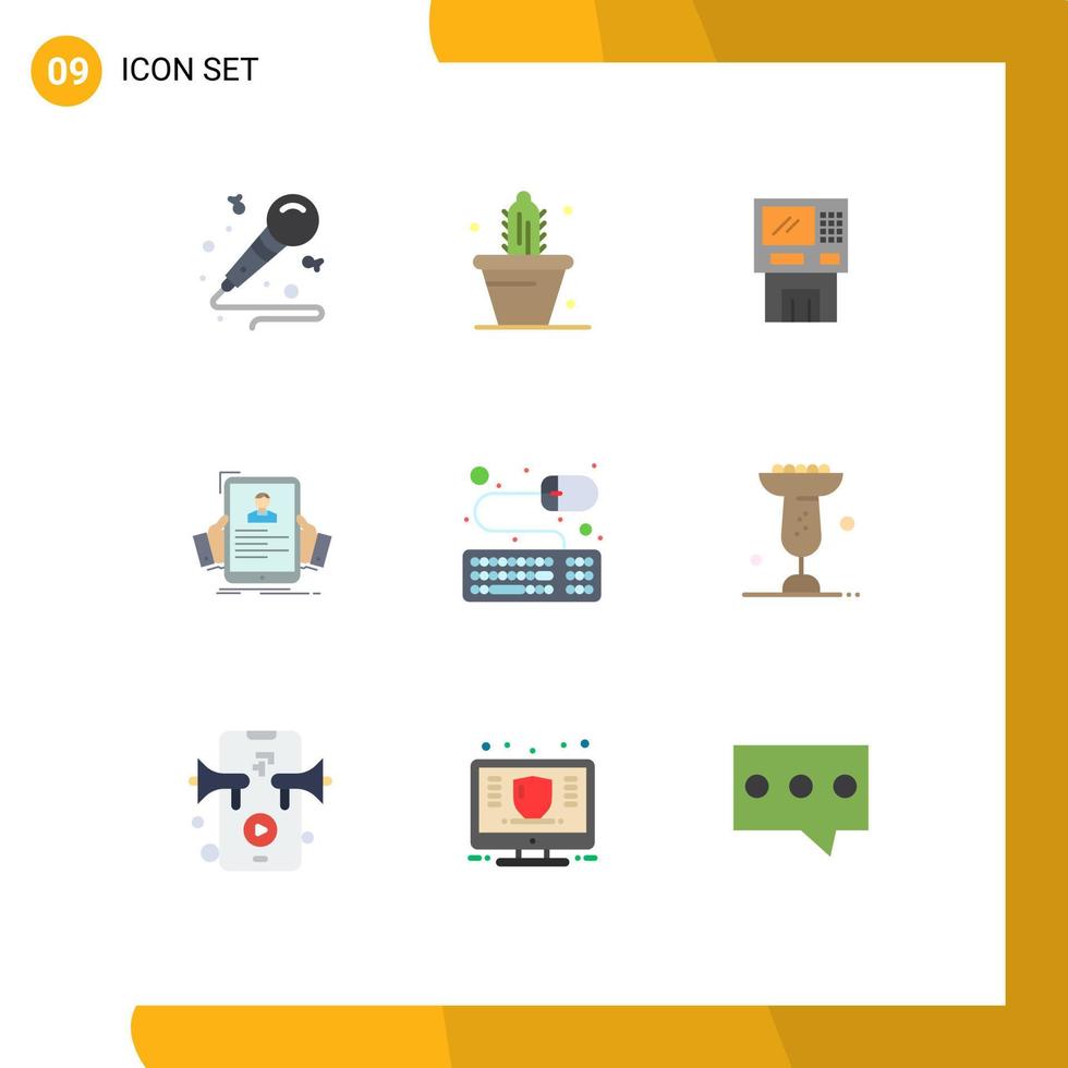 9 Flat Color concept for Websites Mobile and Apps employee money atm machine dispenser Editable Vector Design Elements