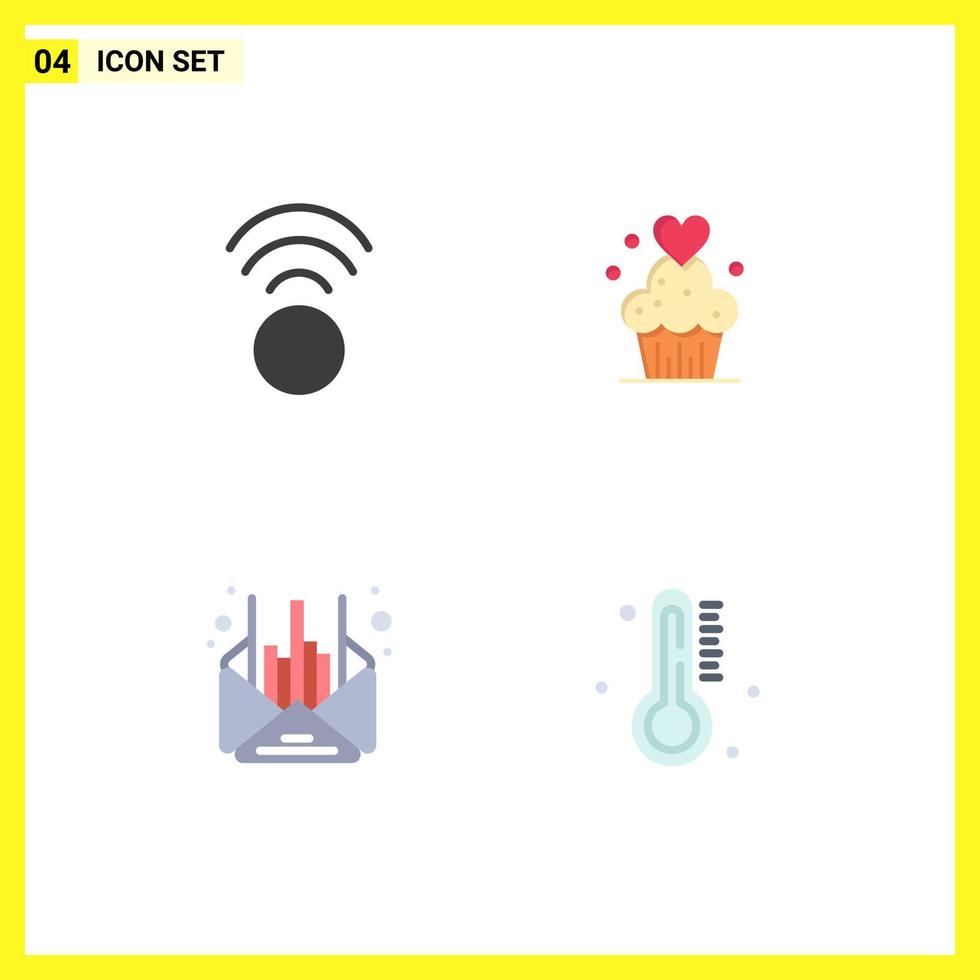 4 Flat Icon concept for Websites Mobile and Apps connection management cake baked message Editable Vector Design Elements