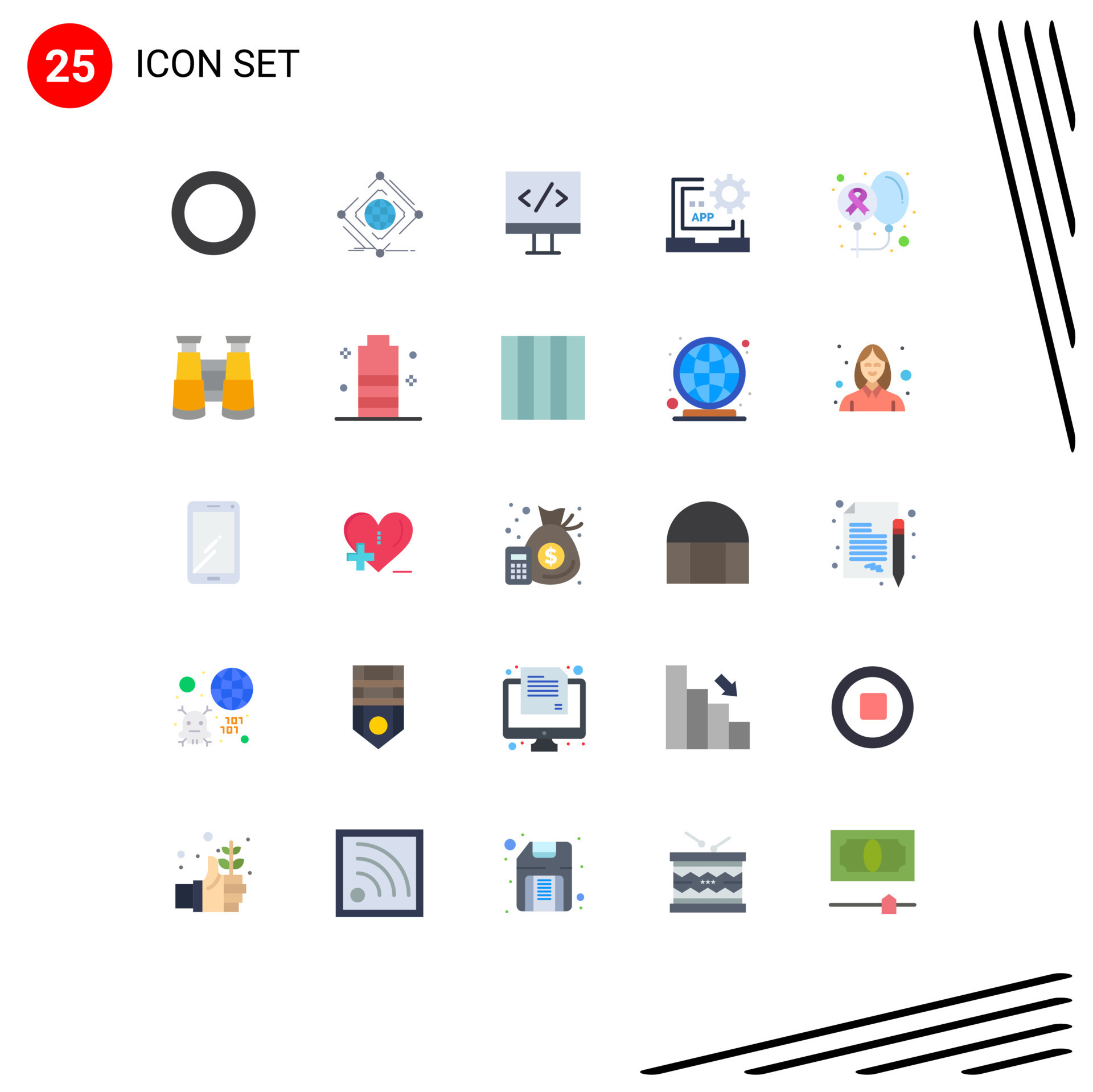 User Interface Pack of 25 Basic Flat Colors of cancer programming ...
