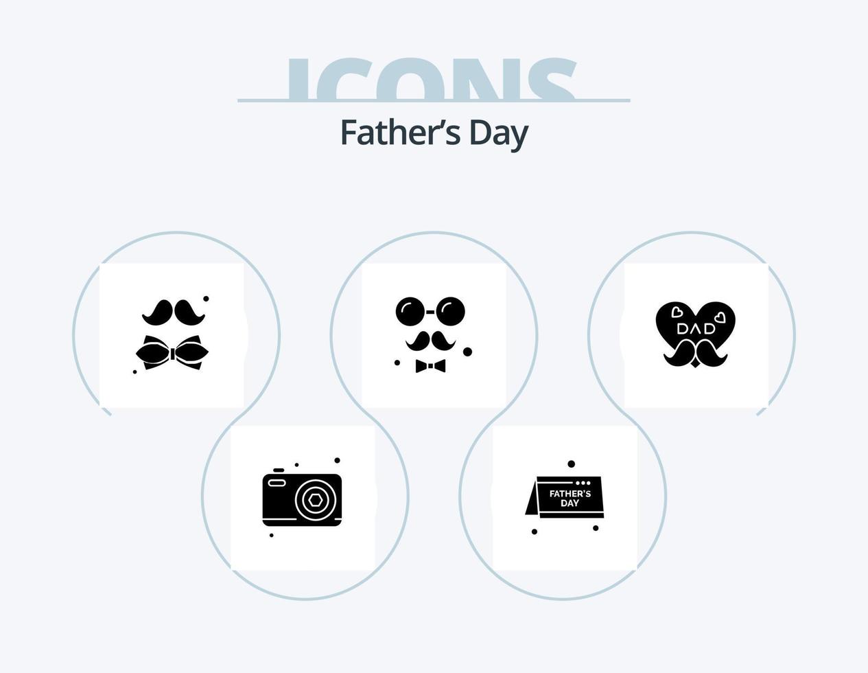 Fathers Day Glyph Icon Pack 5 Icon Design. love. day. bow. brim. day vector