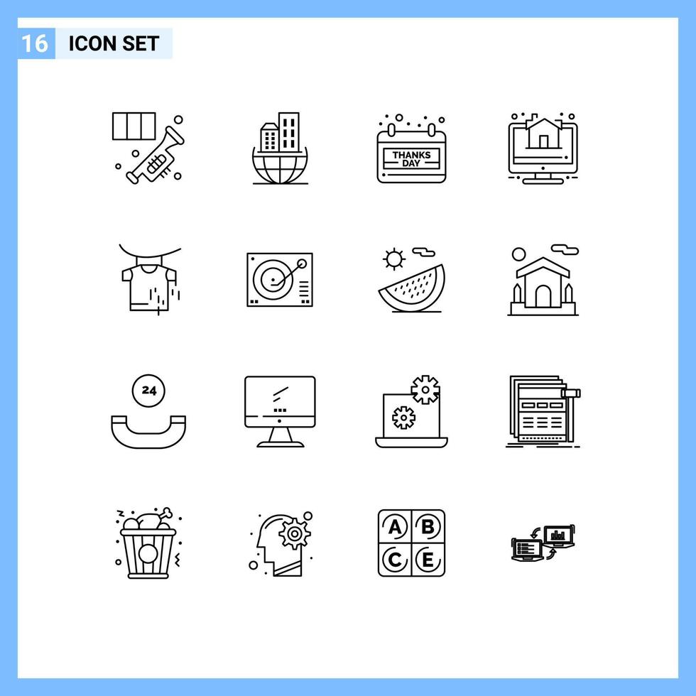 16 Thematic Vector Outlines and Editable Symbols of clothes property sustainable online thanks day Editable Vector Design Elements