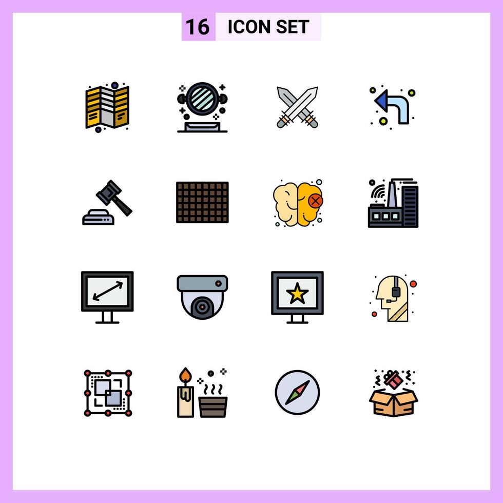 Stock Vector Icon Pack of 16 Line Signs and Symbols for court up toilet reload weapon Editable Creative Vector Design Elements