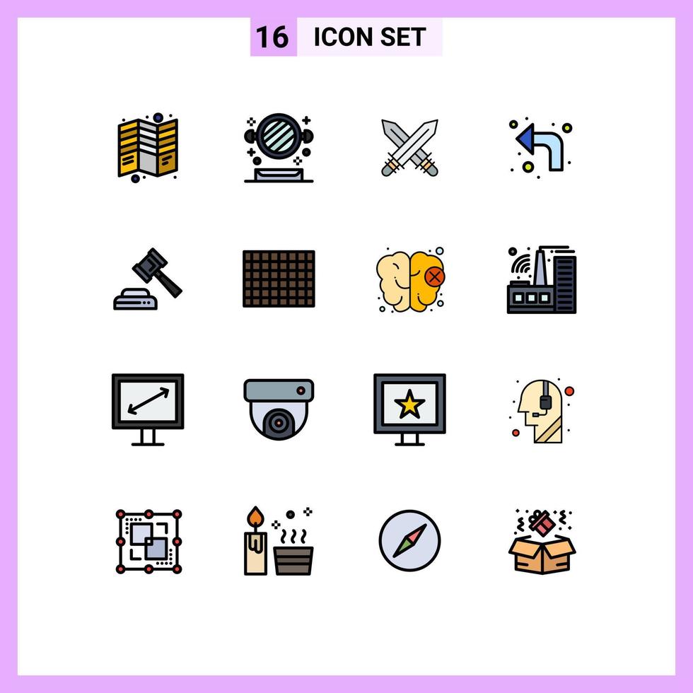 paquete de iconos de vectores de stock de 16 signos y símbolos de línea para la corte hasta el inodoro recargar armas elementos de diseño de vectores creativos editables