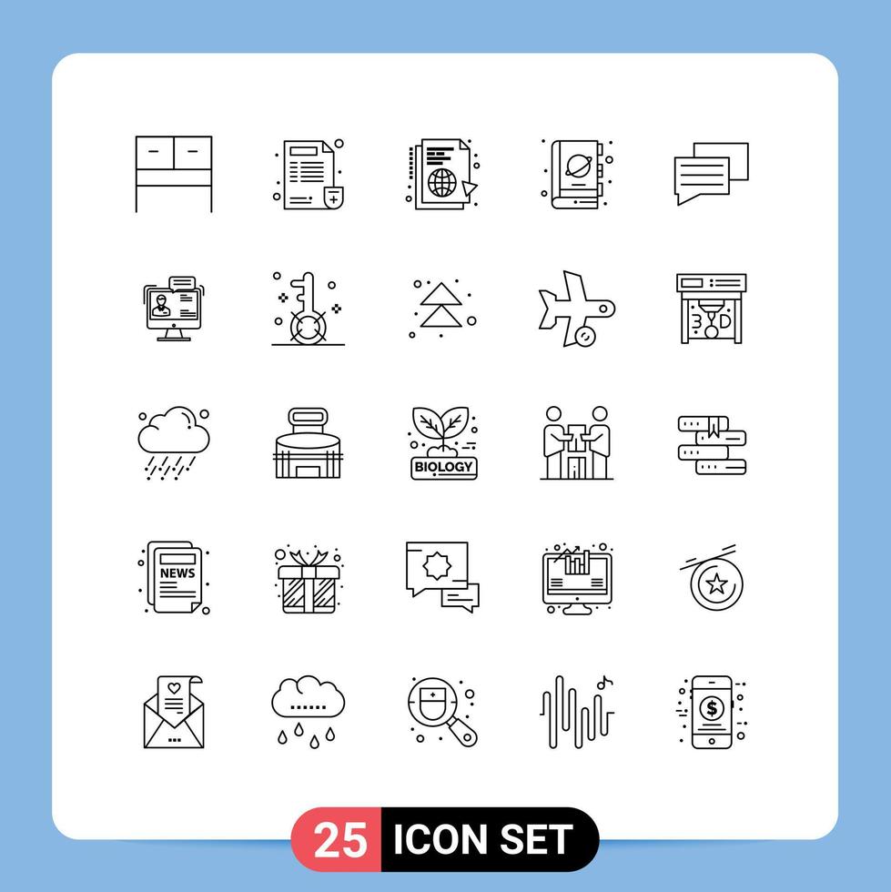 25 Creative Icons Modern Signs and Symbols of chat science file planet book Editable Vector Design Elements