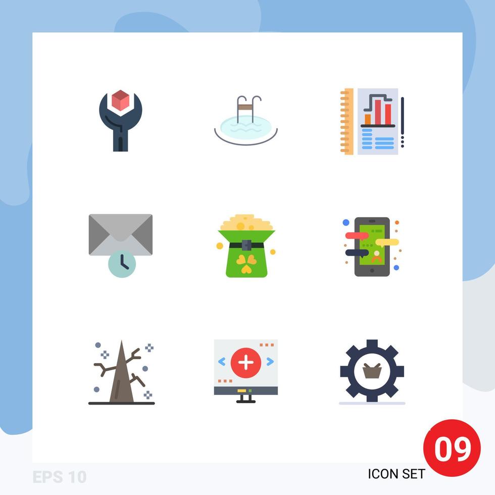Stock Vector Icon Pack of 9 Line Signs and Symbols for coin time service mail chart Editable Vector Design Elements