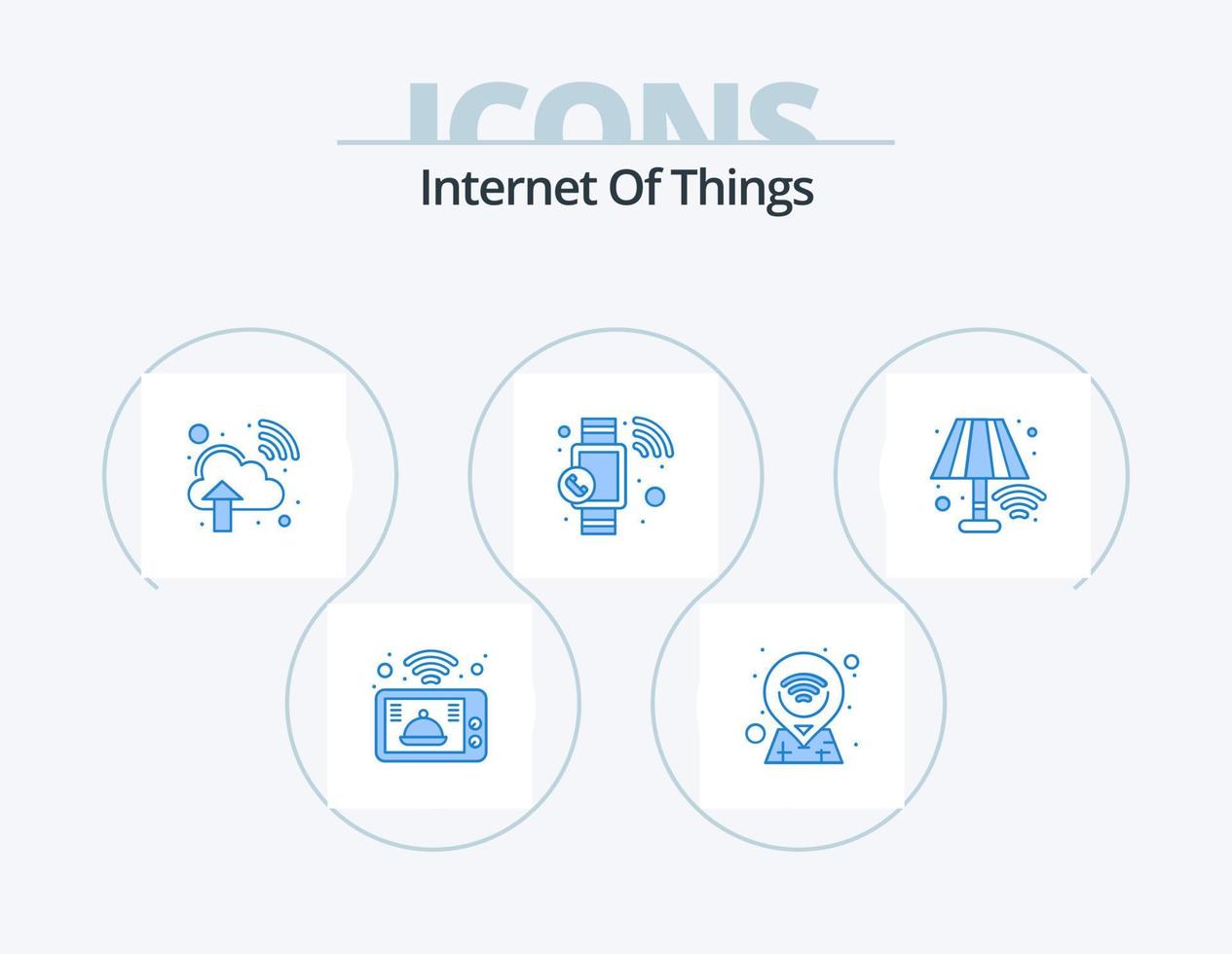 Internet Of Things Blue Icon Pack 5 Icon Design. . lamp. internet. home. watch vector