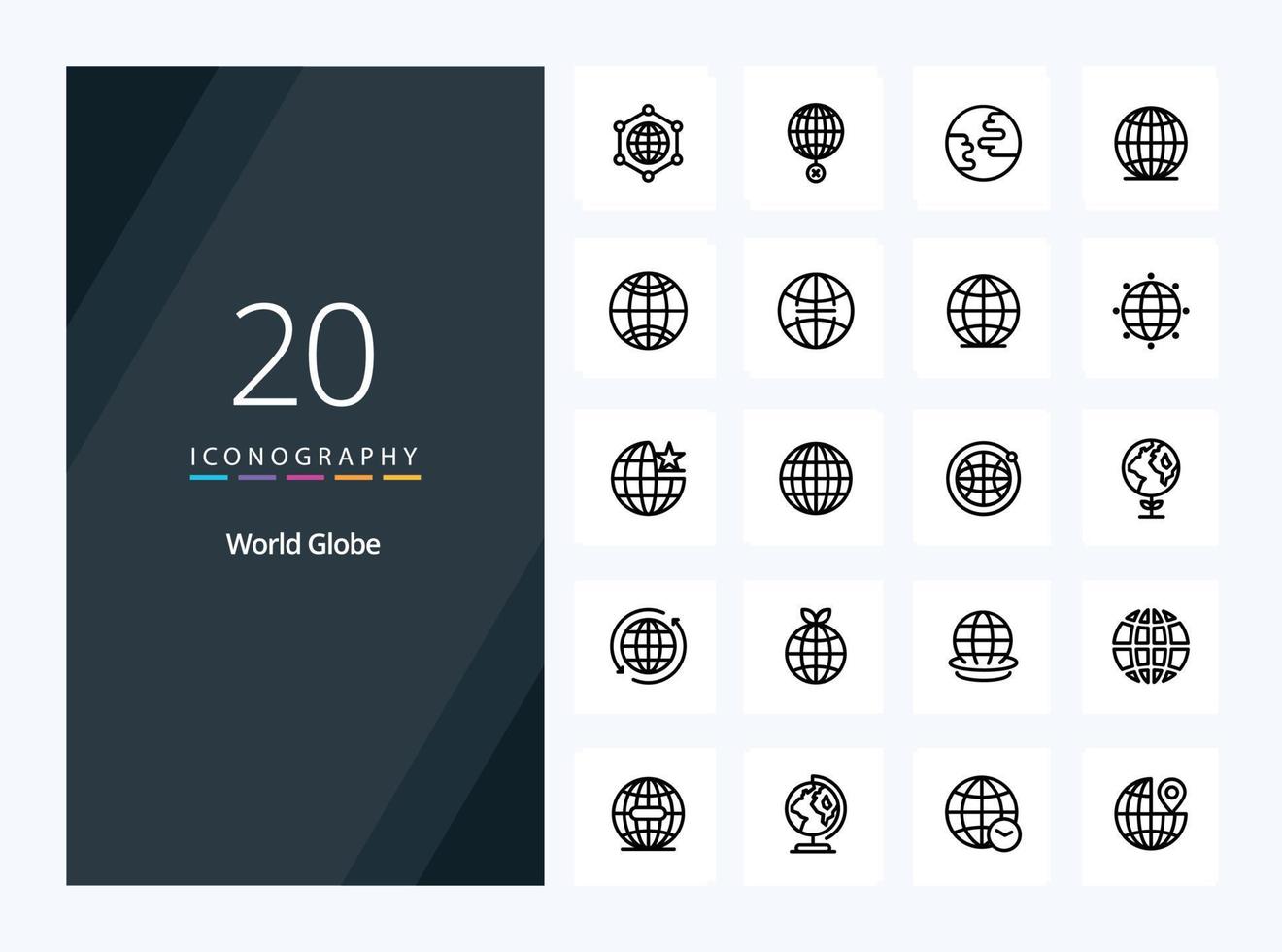 20 Globe Outline icon for presentation vector