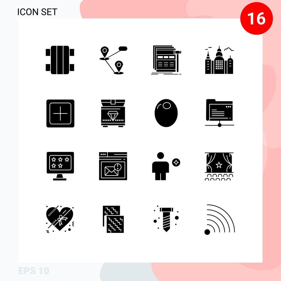Stock Vector Icon Pack of 16 Line Signs and Symbols for increase add page canada building Editable Vector Design Elements