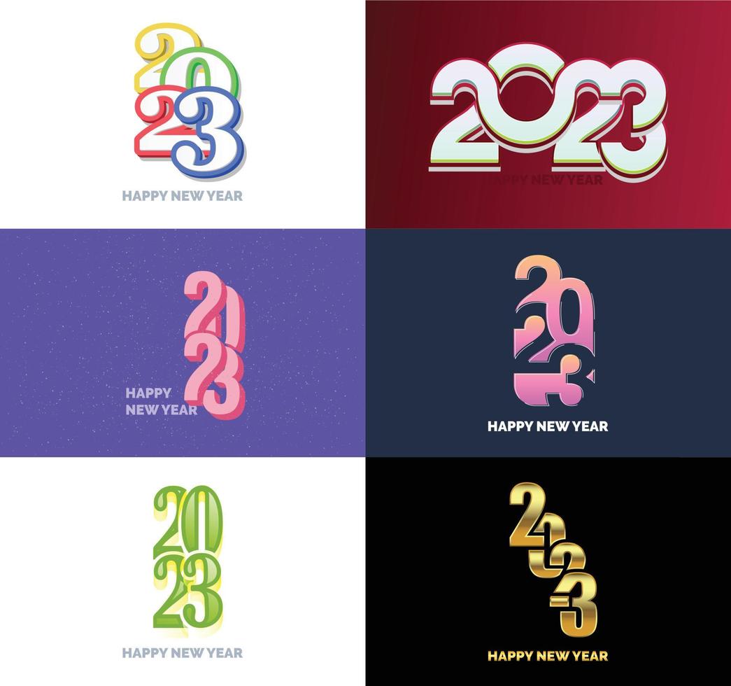 Big Collection of 2023 Happy New Year symbols Cover of business diary for 2023 with wishes vector