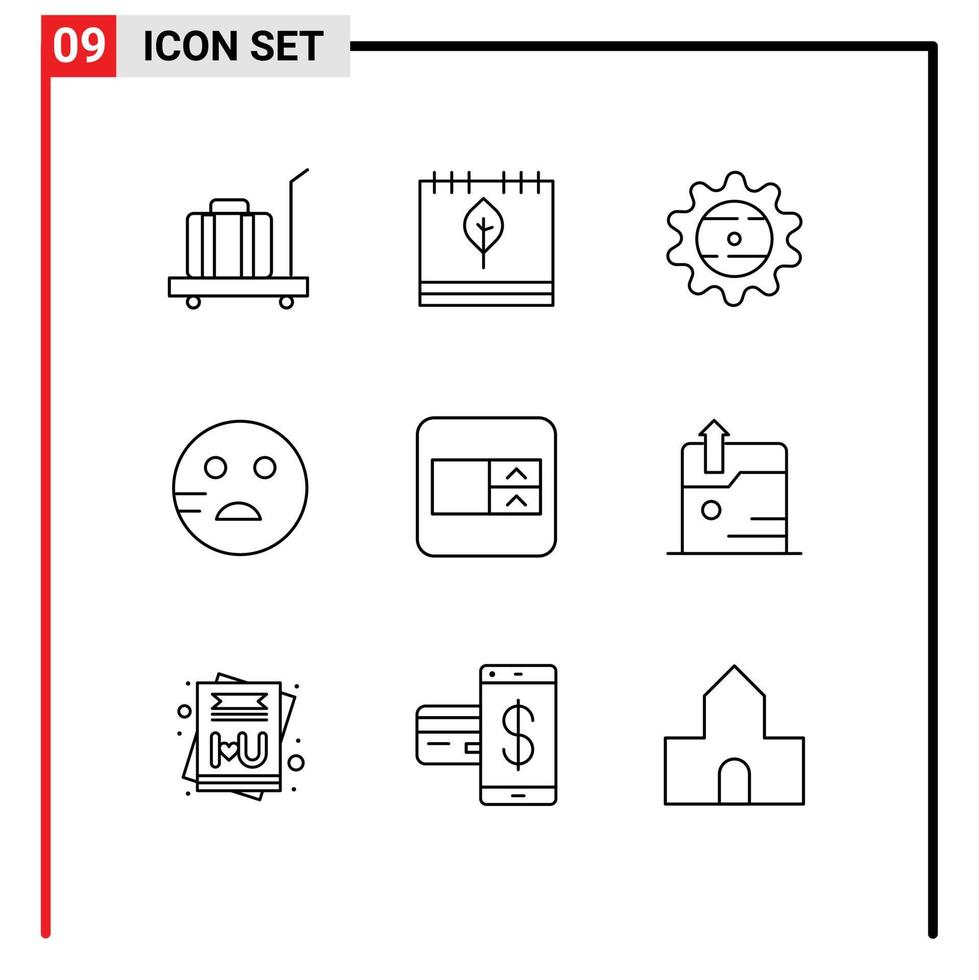 Set of 9 Modern UI Icons Symbols Signs for select box school season emojis food Editable Vector Design Elements