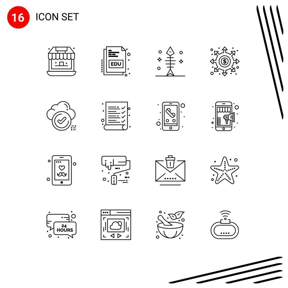 Set of 16 Vector Outlines on Grid for ok portal bone hole black Editable Vector Design Elements