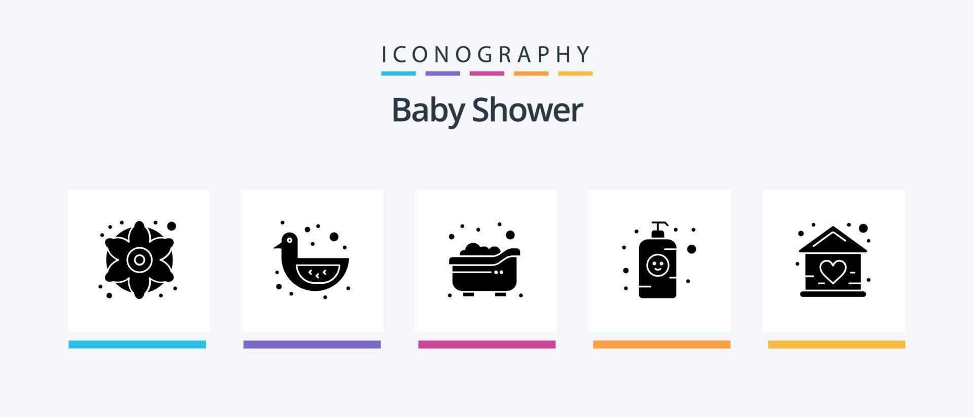 Baby Shower Glyph 5 Icon Pack Including building. lotion bottle. baby. lotion. baby lotion. Creative Icons Design vector