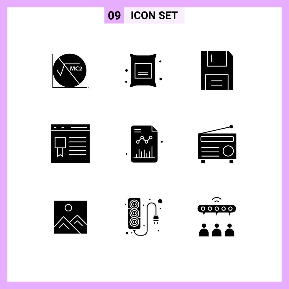 Set of 9 Commercial Solid Glyphs pack for website development devices develop products Editable Vector Design Elements