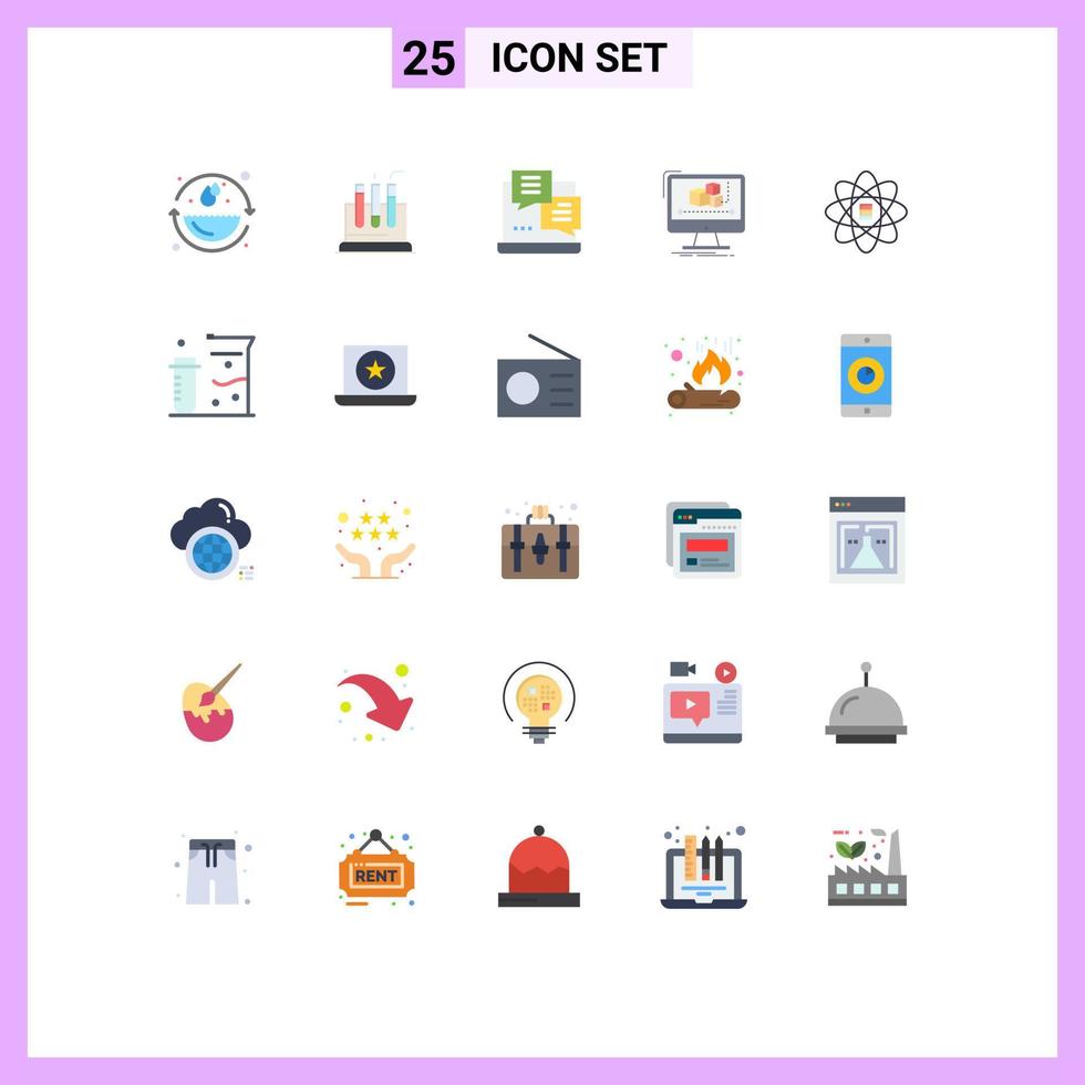 Pack of 25 Modern Flat Colors Signs and Symbols for Web Print Media such as data monitor development editor animation Editable Vector Design Elements