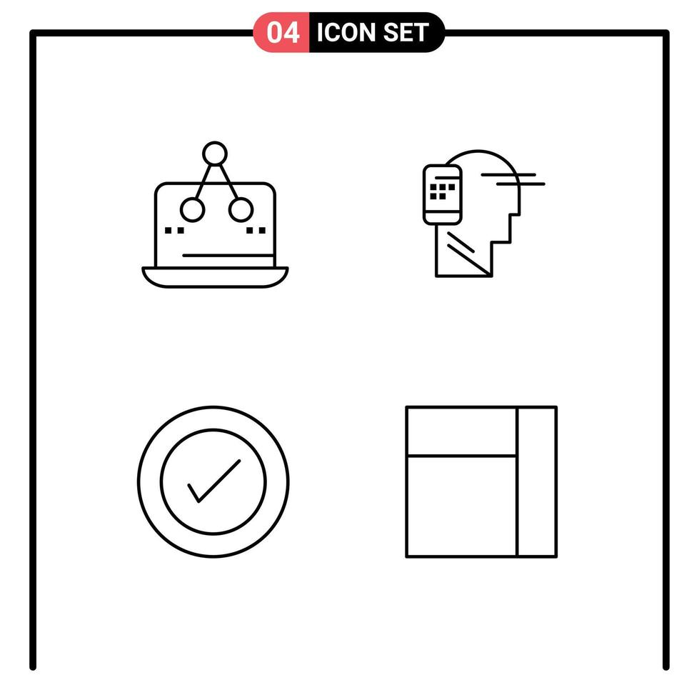 Pack of 4 creative Filledline Flat Colors of cross mobility measurement connected ui Editable Vector Design Elements