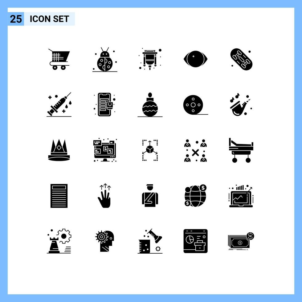 Set of 25 Modern UI Icons Symbols Signs for board vision cable human eye Editable Vector Design Elements