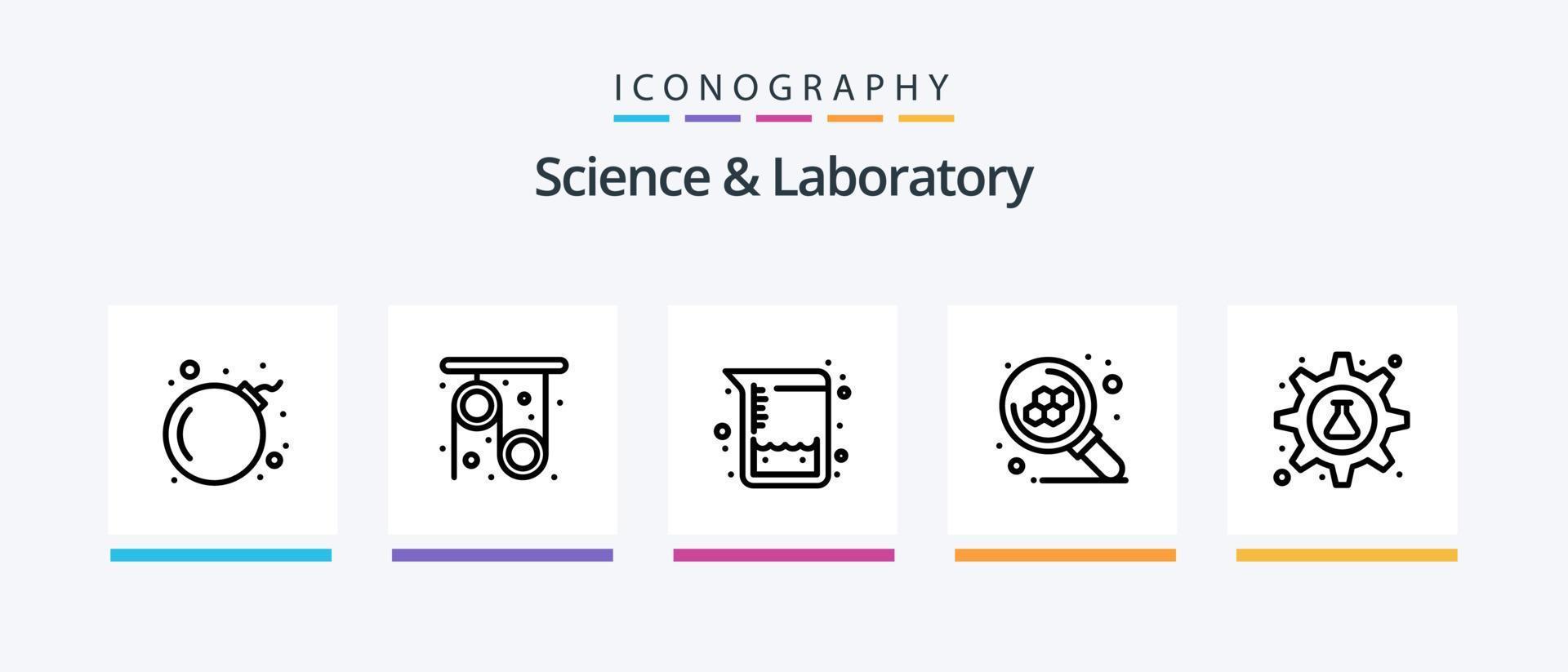 Science Line 5 Icon Pack Including science. experiment. atoms. search. molecule. Creative Icons Design vector