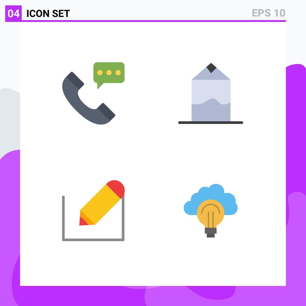 Pack of 4 Modern Flat Icons Signs and Symbols for Web Print Media such as call write contact us milk school Editable Vector Design Elements