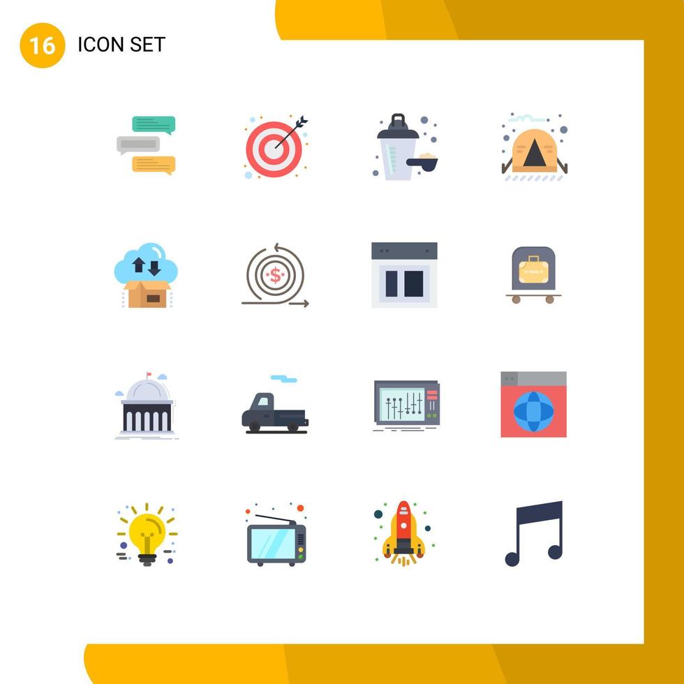 Modern Set of 16 Flat Colors Pictograph of cloud jungle success travel camp Editable Pack of Creative Vector Design Elements