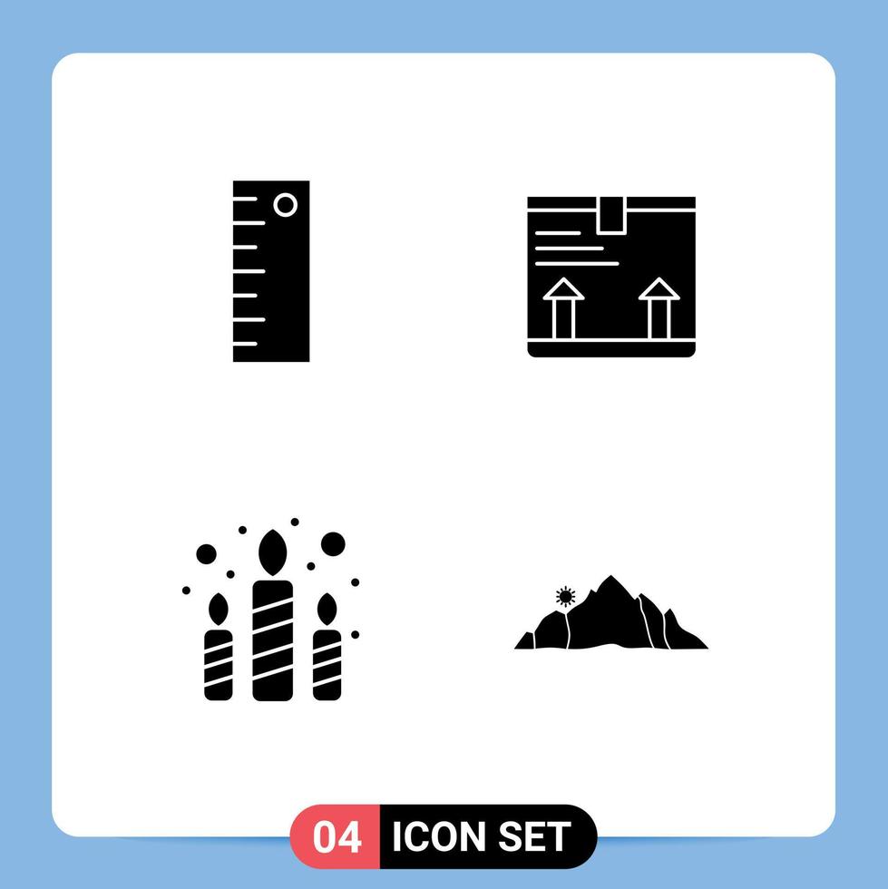 Pack of 4 creative Solid Glyphs of design light deliver up hill Editable Vector Design Elements