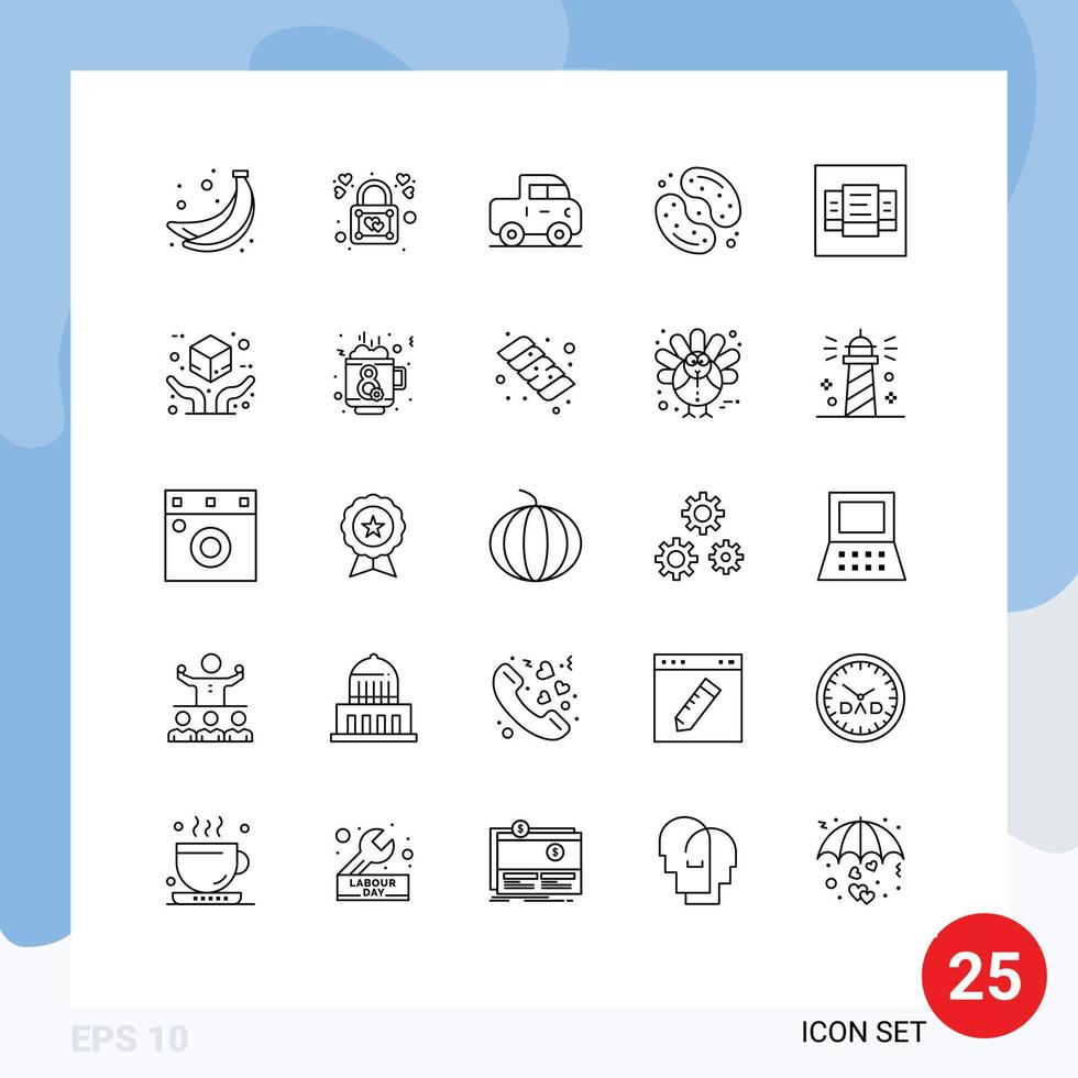 25 iconos creativos signos y símbolos modernos de diseño de mesa jeep jalea sido comida elementos de diseño vectorial editables vector