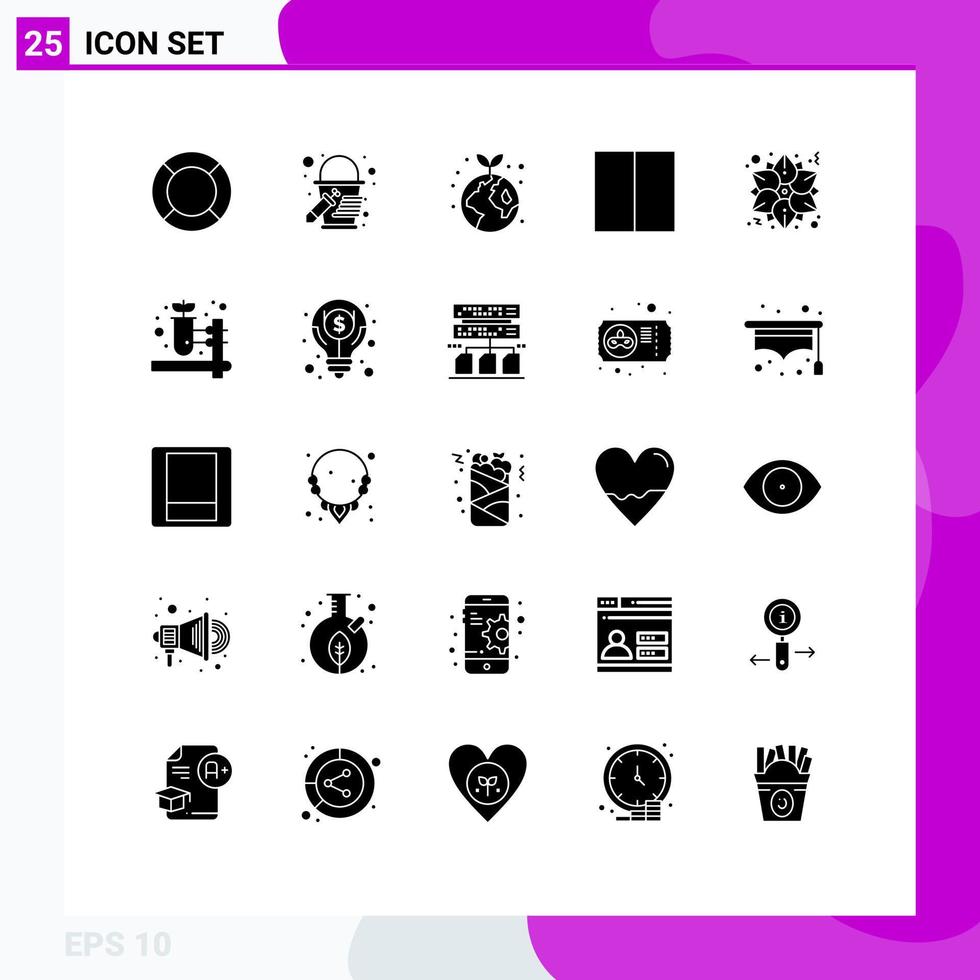 25 Universal Solid Glyphs Set for Web and Mobile Applications flower workspace earth layout grid Editable Vector Design Elements