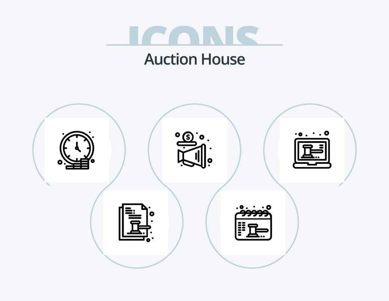 Auction Line Icon Pack 5 Icon Design. interaction. apps. microphone. app. job vector