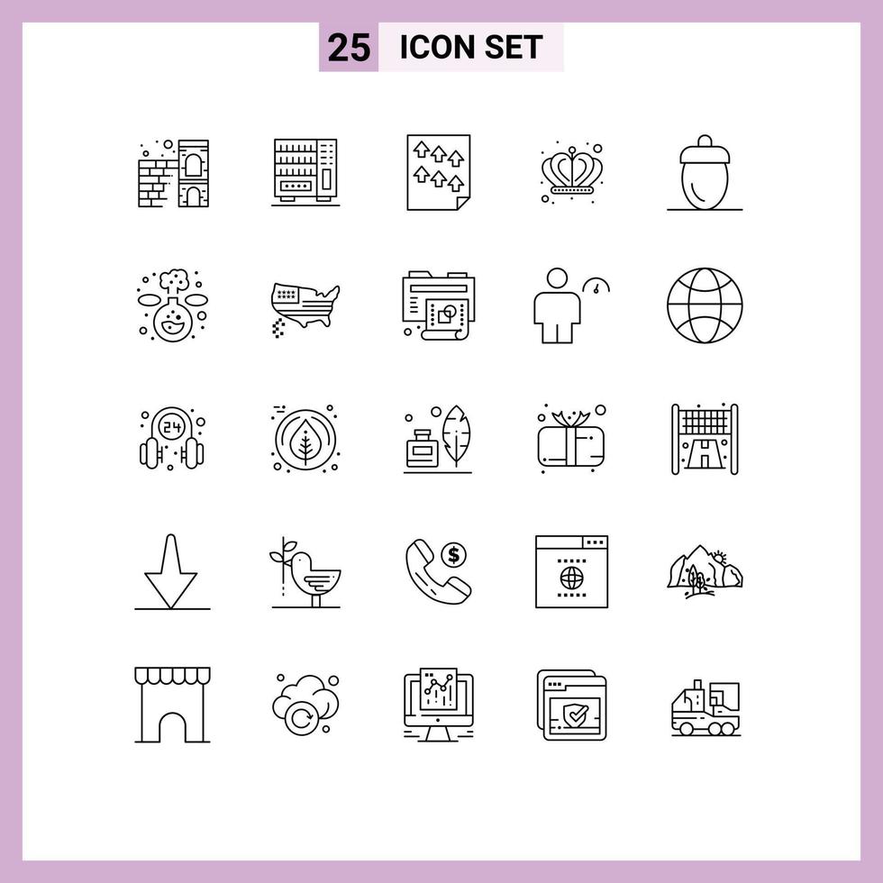 25 User Interface Line Pack of modern Signs and Symbols of farmer king data empire report Editable Vector Design Elements