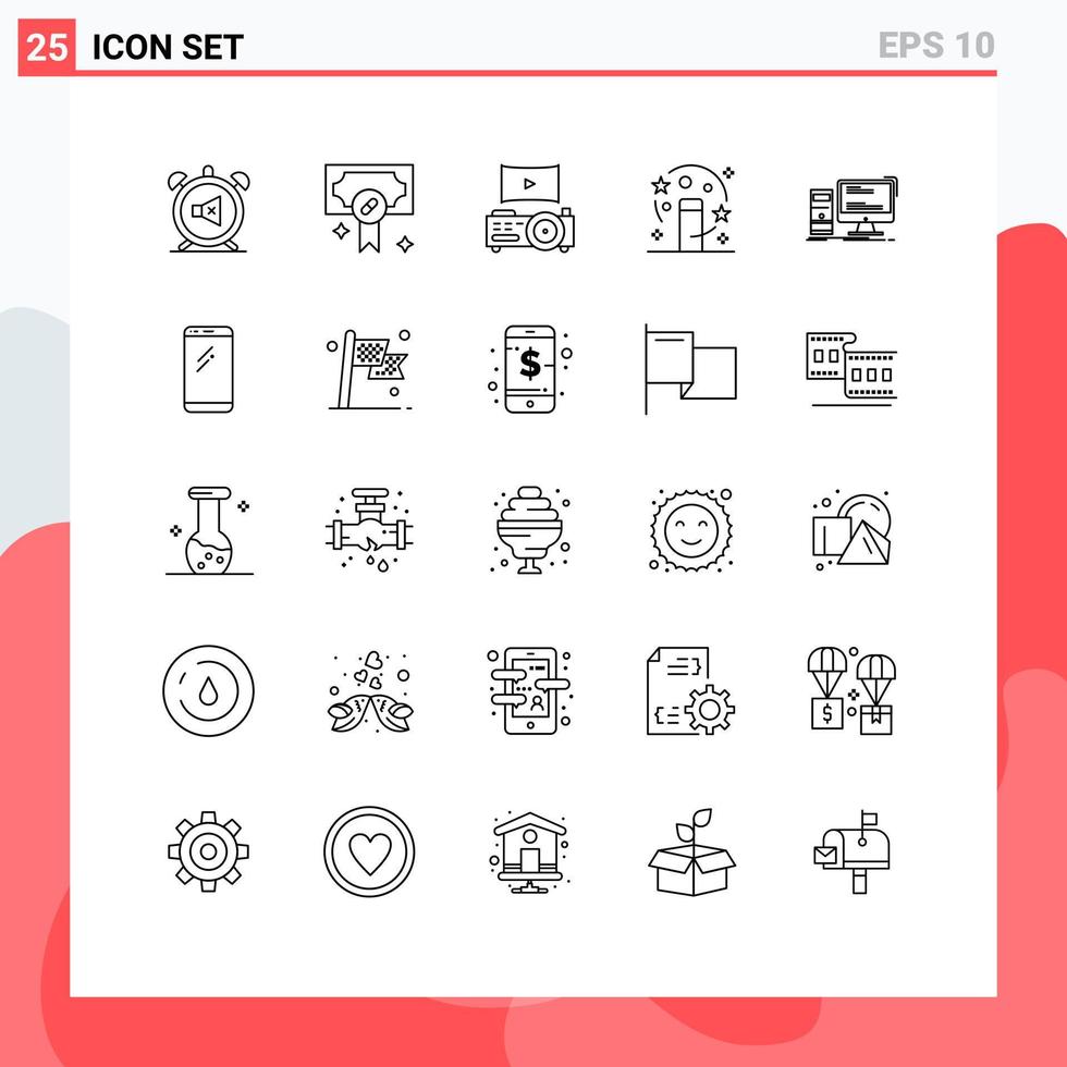 Modern Set of 25 Lines Pictograph of desktop transformation reward magician magic Editable Vector Design Elements