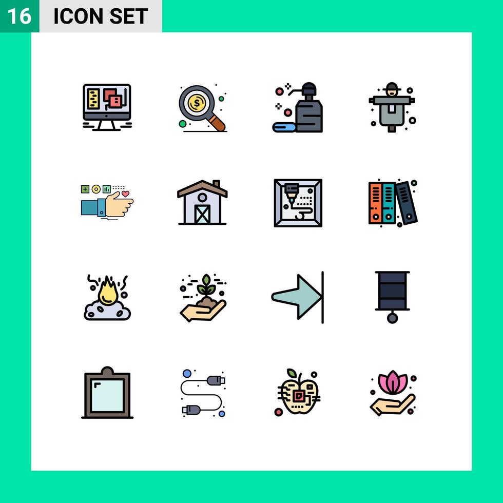 Stock Vector Icon Pack of 16 Line Signs and Symbols for fitness monitoring clean scarecrow farm Editable Creative Vector Design Elements
