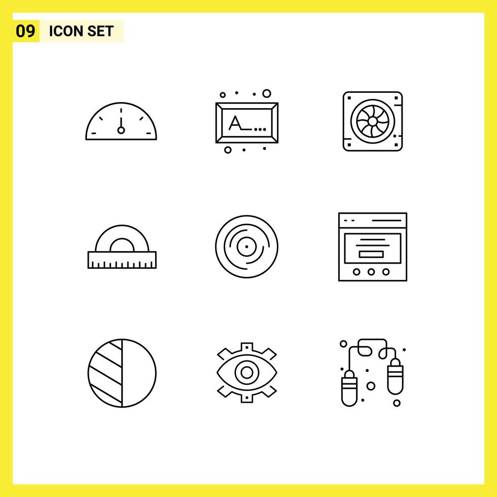 Pack of 9 creative Outlines of scratching dj fan beat education Editable Vector Design Elements