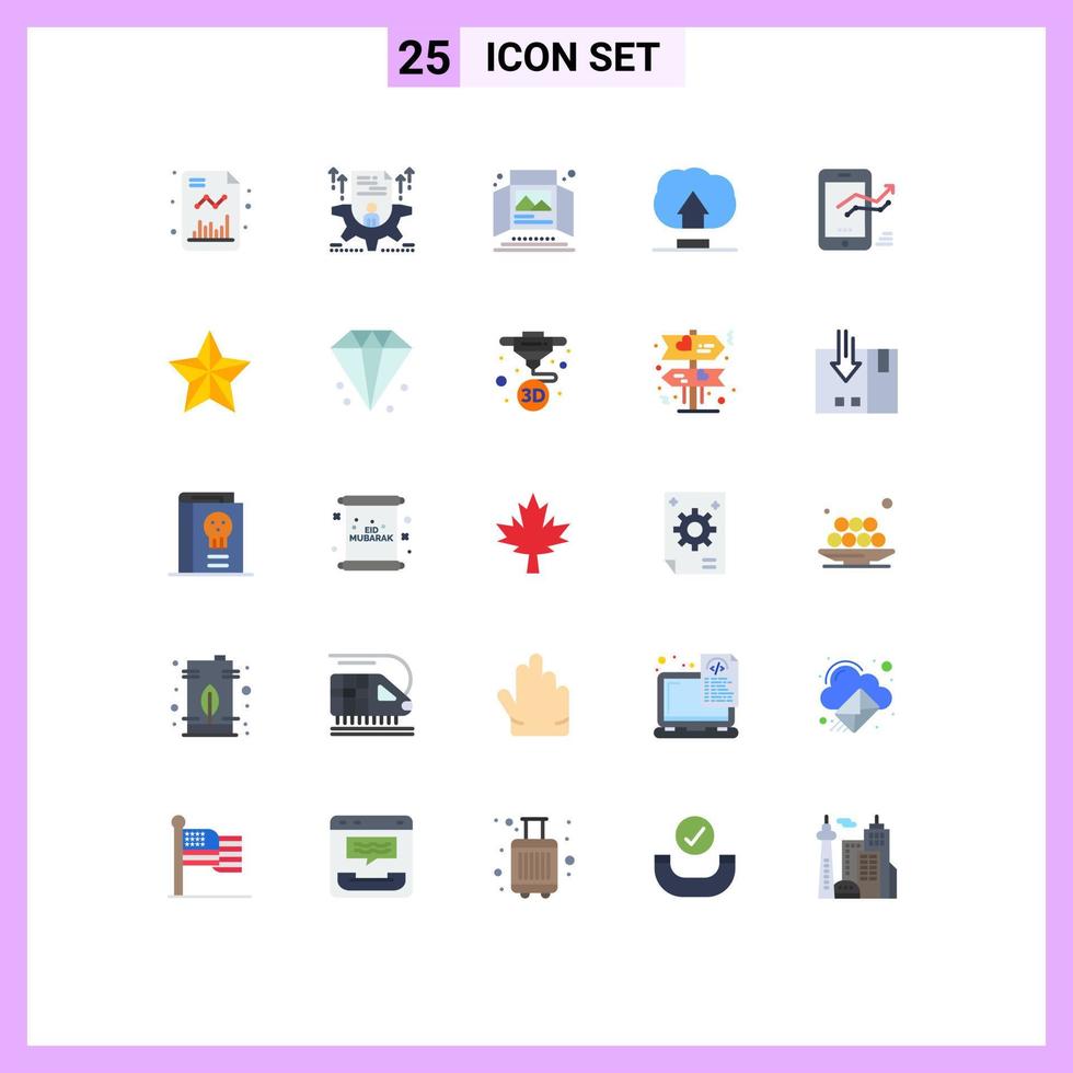 Group of 25 Flat Colors Signs and Symbols for chart upload configure interface print ad Editable Vector Design Elements