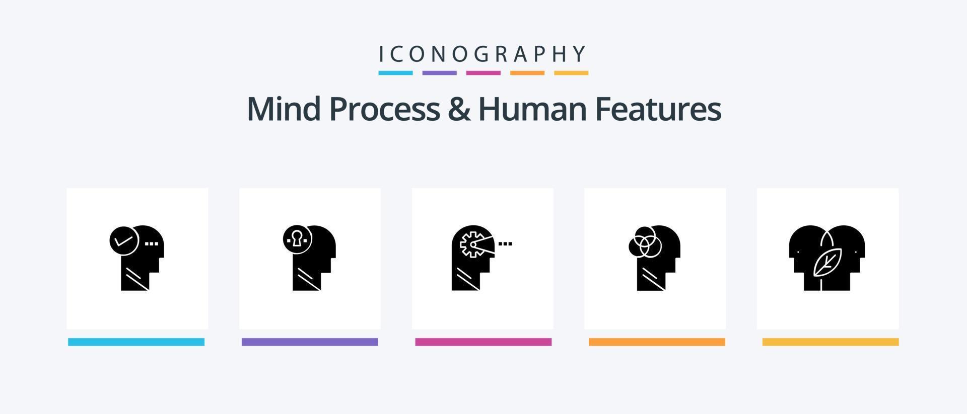 Mind Process And Human Features Glyph 5 Icon Pack Including eco. intelligent. think. human. head. Creative Icons Design vector