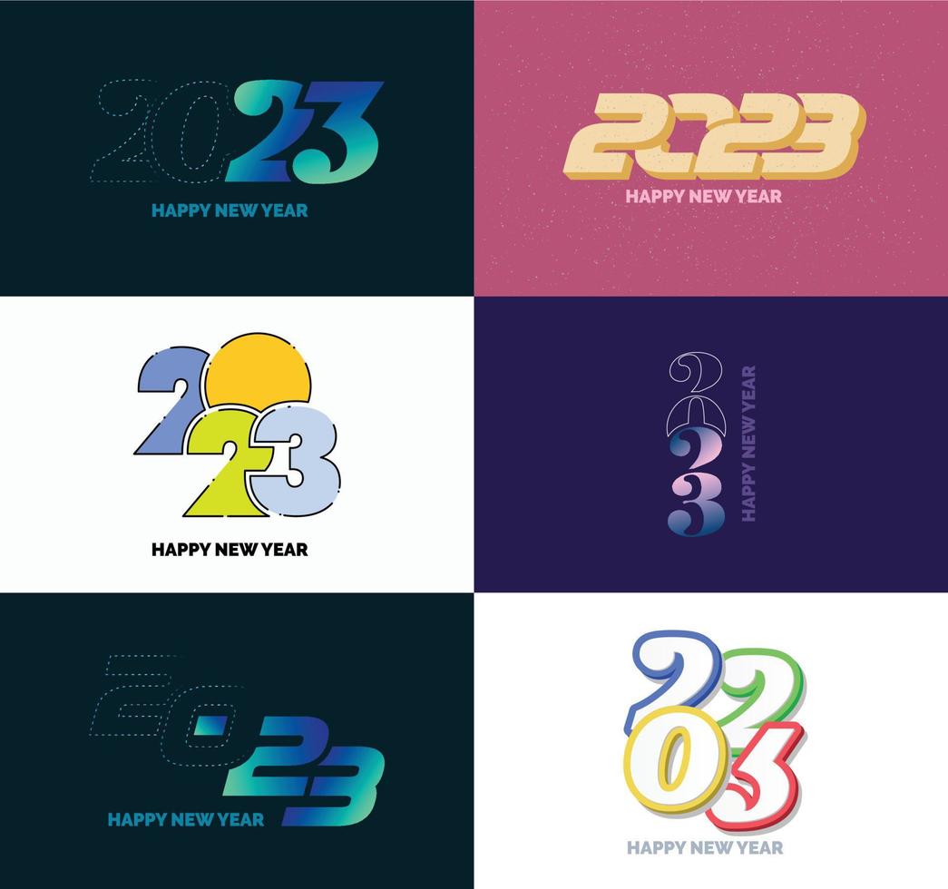 gran conjunto de 2023 feliz año nuevo diseño de texto de logotipo plantilla de diseño de número 2023 vector