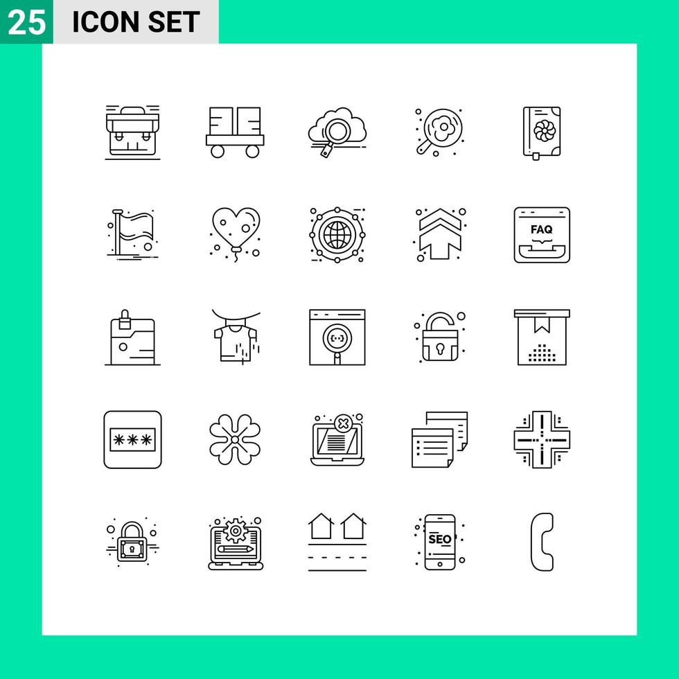 Stock Vector Icon Pack of 25 Line Signs and Symbols for pan camping forklift truck computing storage Editable Vector Design Elements