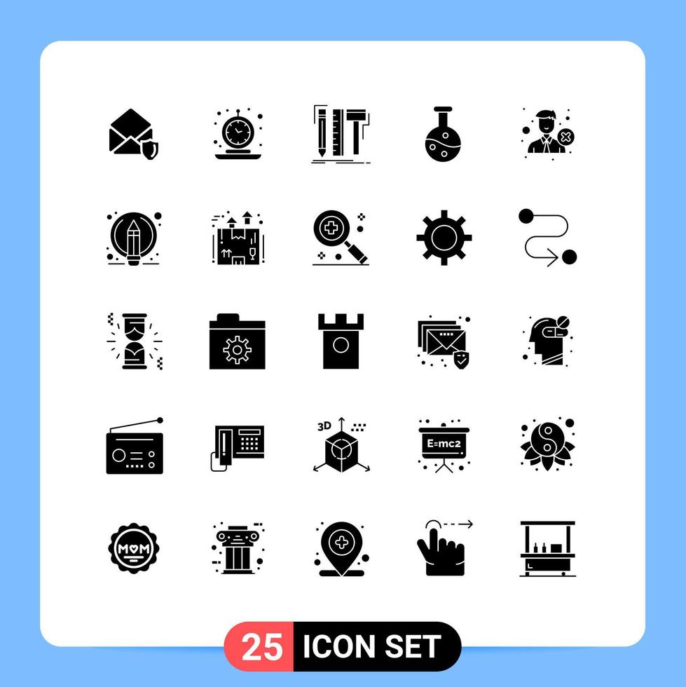 paquete de iconos vectoriales de stock de 25 signos y símbolos de línea para eliminar el tiempo del experimento herramientas de matraz hirviendo elementos de diseño vectorial editables vector