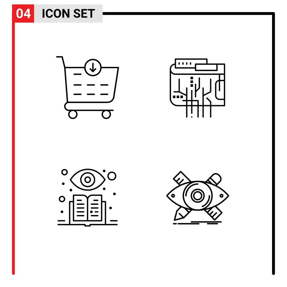 Group of 4 Modern Filledline Flat Colors Set for buy supervised cryptocurrency internet design Editable Vector Design Elements