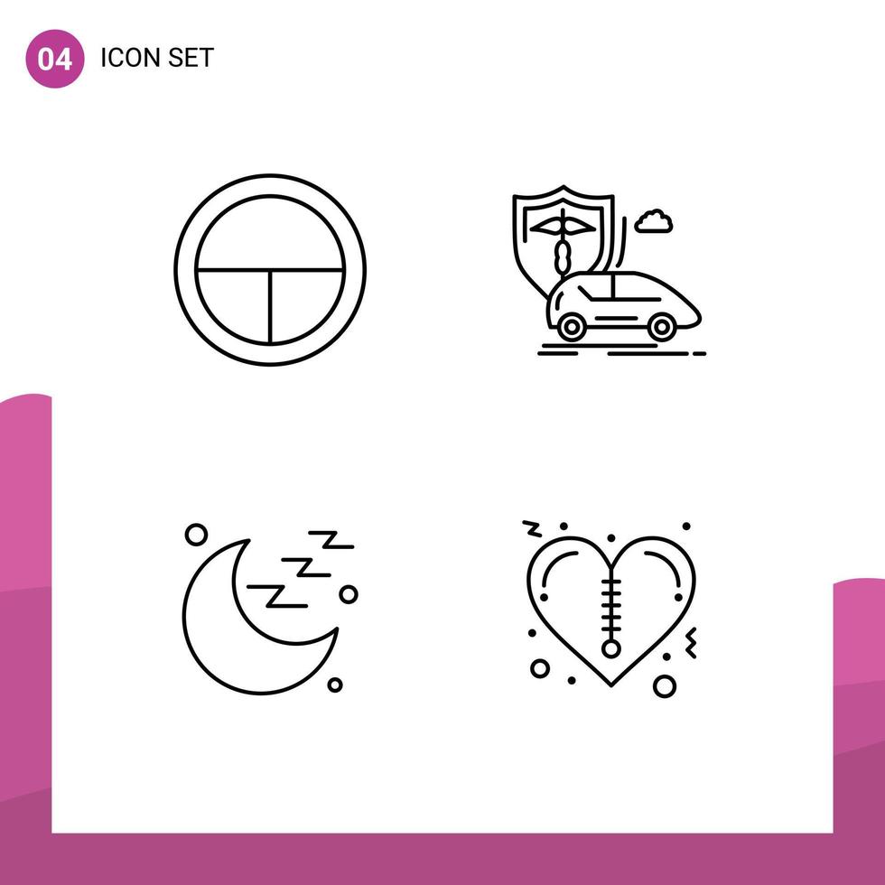 4 Universal Filledline Flat Colors Set for Web and Mobile Applications army medical soldier insurance sign Editable Vector Design Elements