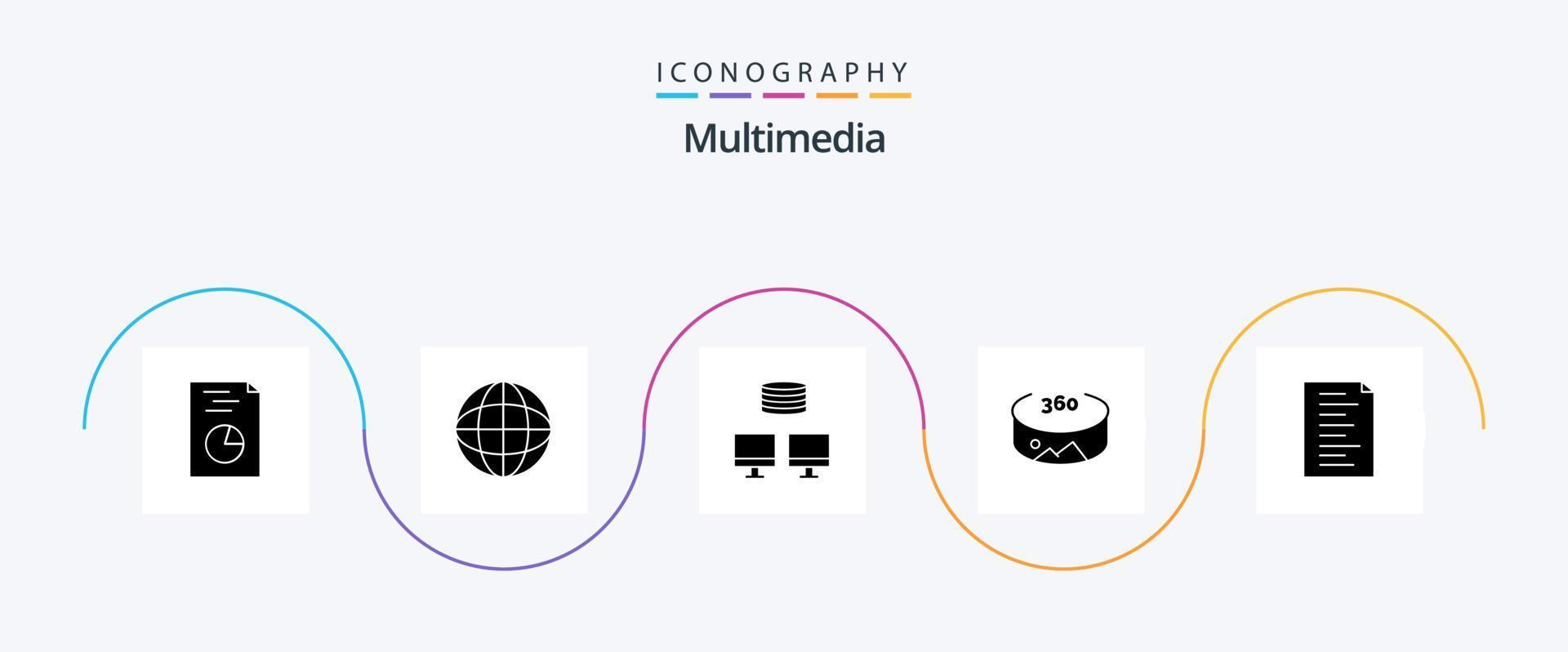 paquete de iconos de glifos multimedia 5 que incluye . sincronizar html vector