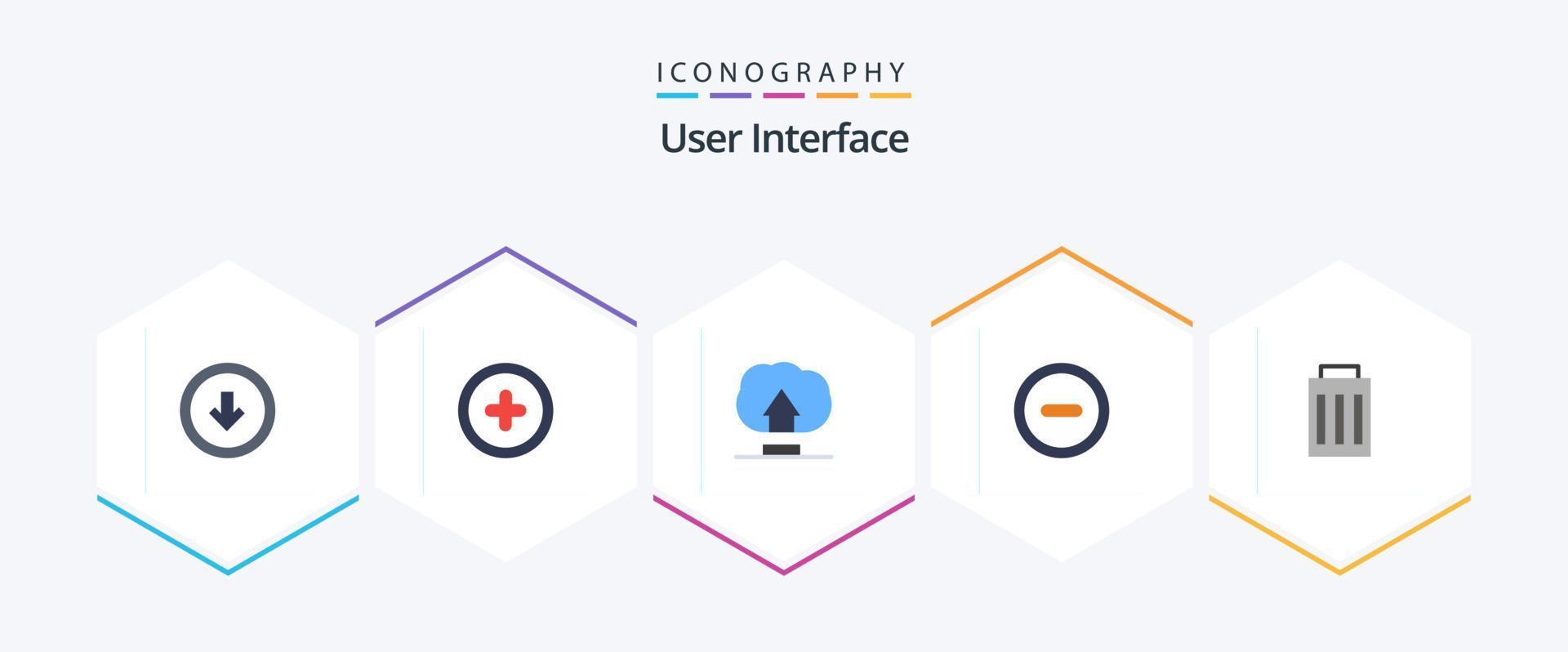 User Interface 25 Flat icon pack including user. interface. interface. delete. minus vector