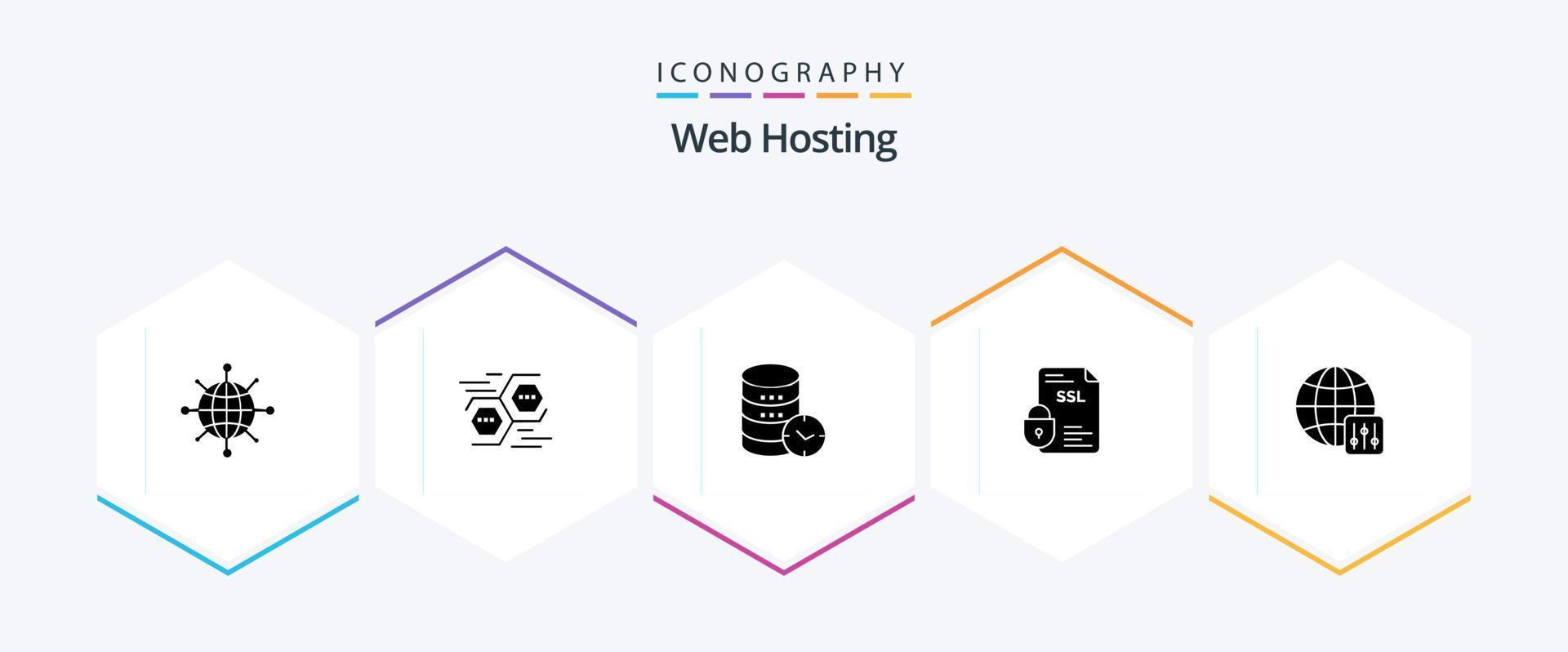 Web Hosting 25 Glyph icon pack including banking . watch. hexagon . web . security vector