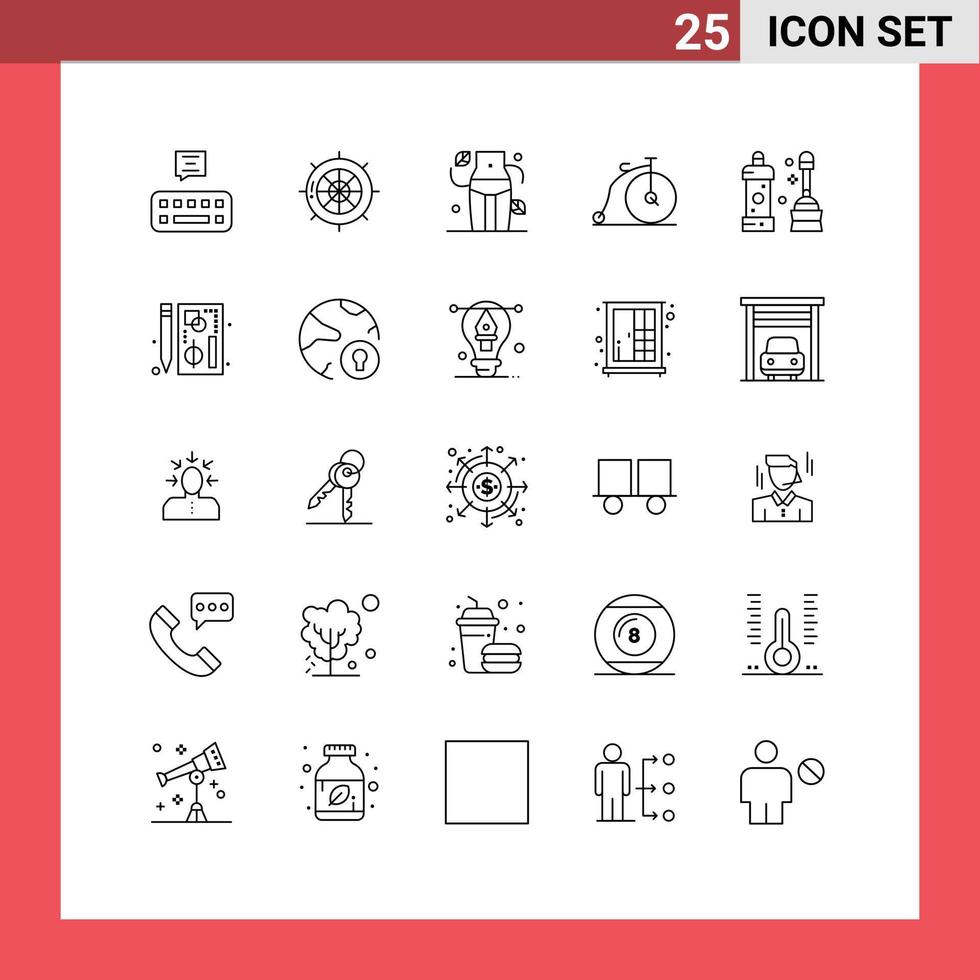 25 Creative Icons Modern Signs and Symbols of cleaner vehicle diet transportation bike Editable Vector Design Elements