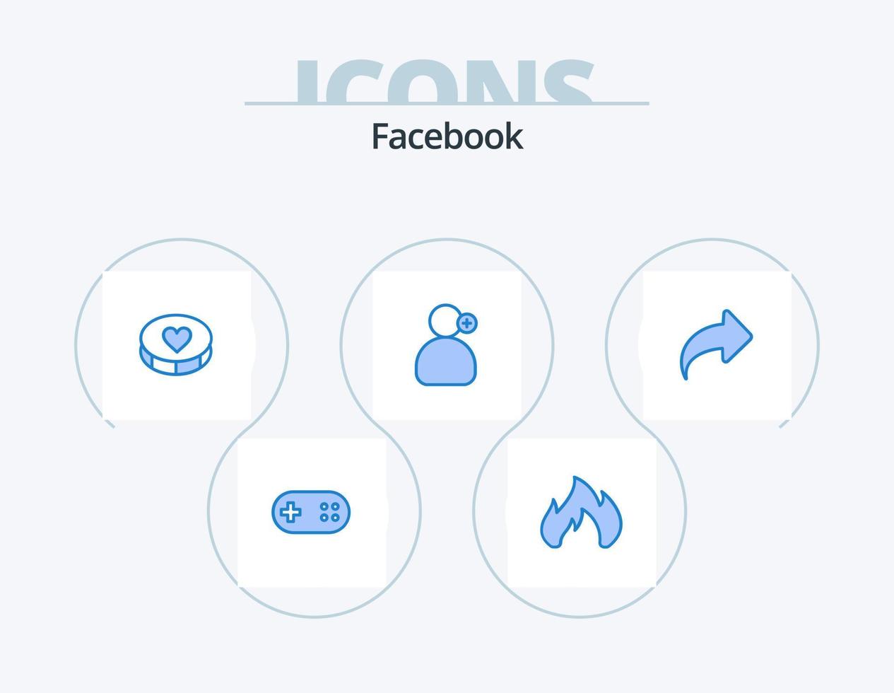 diseño de iconos del paquete de iconos azules de facebook 5. dirección. médico. favorito. laboral. hombre vector