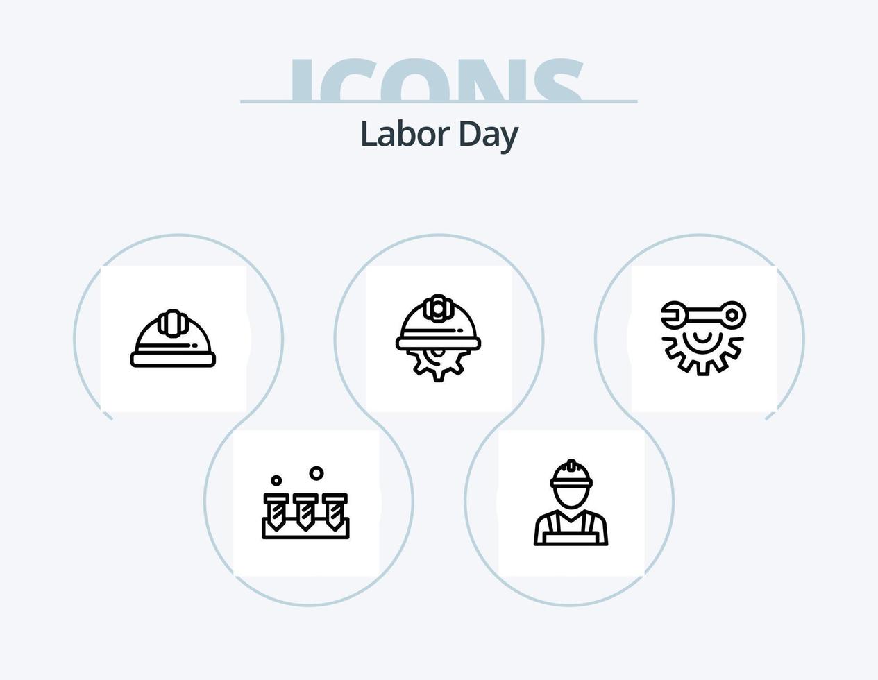 Labor Day Line Icon Pack 5 Icon Design. worker. builder. construction. labour man. hand tools vector
