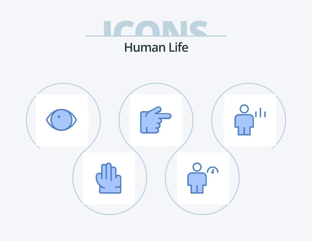 Human Blue Icon Pack 5 Icon Design. graph. avatar. face. analytics. forefinger vector