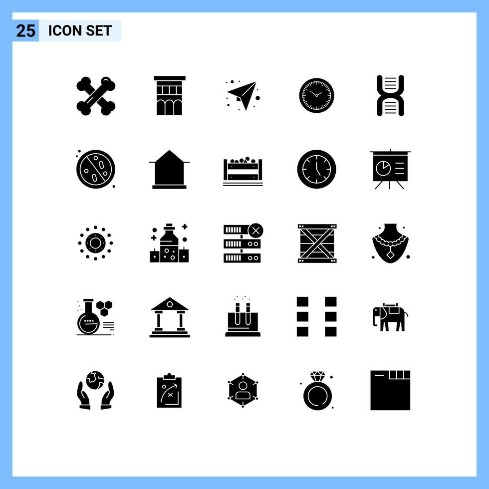 Stock Vector Icon Pack of 25 Line Signs and Symbols for biology minutes residence watch send Editable Vector Design Elements